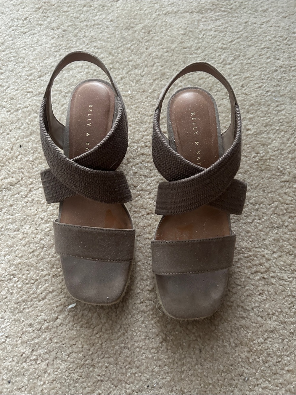 Kelly & Katie Taupe Brown Crisscross Wedge Sandals